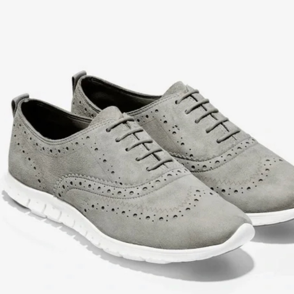 Cole Haan Zerøgrand Perforated Suede Oxford Shoes | Ironstone Grey | Size 11